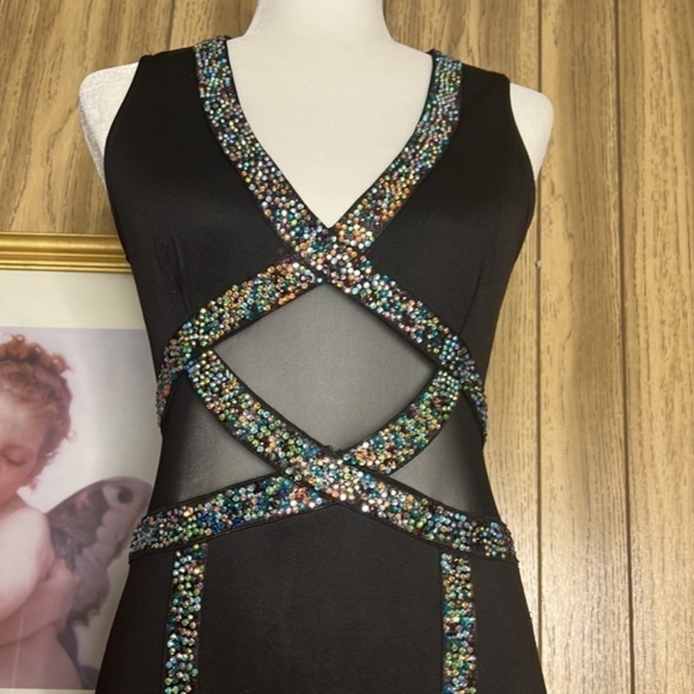 Avec Black Rhinestone Dress - Picture 2 of 16